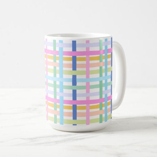 Bright Rainbow Plaid Mug - Colourful Pastel (Devant droit)