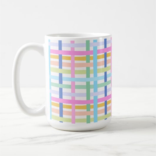 Bright Rainbow Plaid Mug - Colourful Pastel (Gauche)