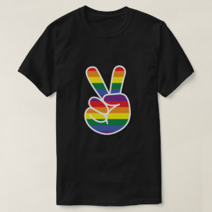 Bright Rainbow Pride Peace Sign T-shirt