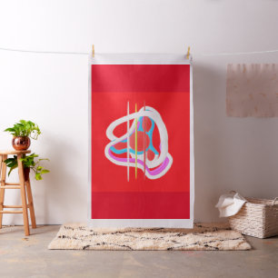 BRIGHT RED ABSTRACT ART MODERN PIPES AND TANGLES STOF