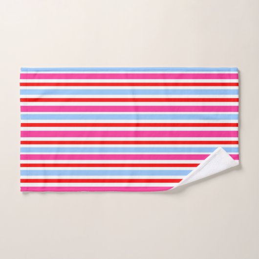 Bright Red and Blue Candy Stripes (Serviette à main)
