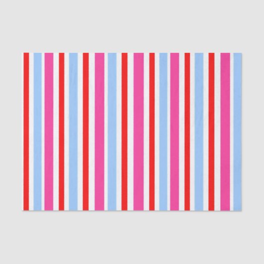 Bright Red and Blue Candy Stripes Tissuepapier (Voorkant)