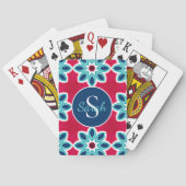 Bright Red and Blue Modern Geometric Personalised Pokerkaarten (Achterkant)