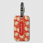 Bright Red and Cream Chrysanthemum Bagagelabel (Voorkant (verticaal))