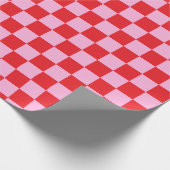 Bright Red and Light Pink Checkered Cadeaupapier (Hoek)