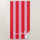 Bright Red and Pink Stripes | Ciao Bella Strandlaken (Voorkant)
