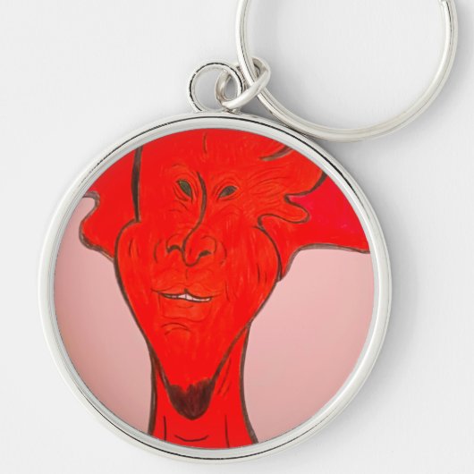 Bright Red Animated Character Art Keychain (Voorkant)