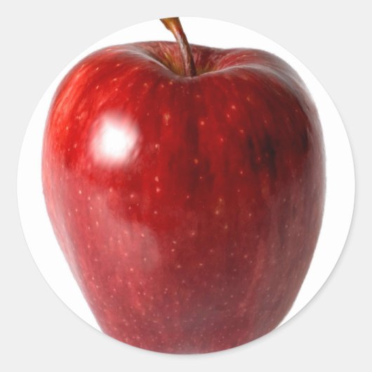 Bright Red Apple Ronde Sticker (Voorkant)