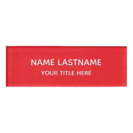 Bright Red Basic Simple Minimalist Modern Title Naambadge