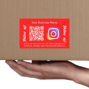 Bright red bedrijfsnaam qr code Instagram Rechthoekige Sticker