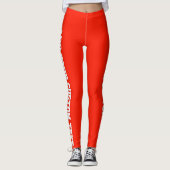 Bright Red Bold Personalized Custom Text Vertical Leggings (Voorkant)