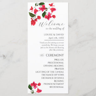 Bright Red Bougainville Wedding Flat-programma Programma
