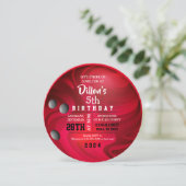 Bright RED BOWLING BALL ROND Verjaardagsfeest Kaart (Staand voorkant)