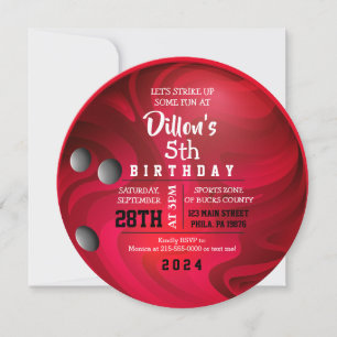 Bright RED BOWLING BALL ROND Verjaardagsfeest Kaart