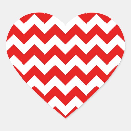 Bright Red Chevron Zig-Zag Pattern Hart Sticker (Voorkant)