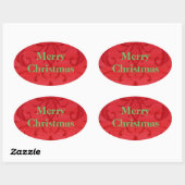 Bright Red Damask Joyeux Stickers de Noël (Feuille)