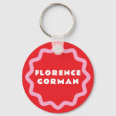Bright Red en Pink Wavy Lijst Persoonlijk Sleutelhanger (Voorkant)