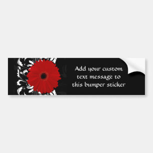 Bright Red Gerbera Daisy op zwart Bumpersticker