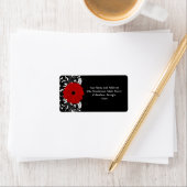 Bright Red Gerbera Daisy op zwart Etiket (Insitu)