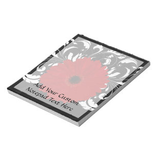 Bright Red Gerbera Daisy op zwart Notitieblok