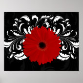 Bright Red Gerbera Daisy op zwart Poster (Voorkant)