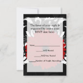 Bright Red Gerbera Daisy op zwart RSVP Kaartje (Achterkant)