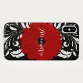 Bright Red Gerbera Daisy  zwart monogram Case-Mate iPhone Case (Achterkant (horizontaal))
