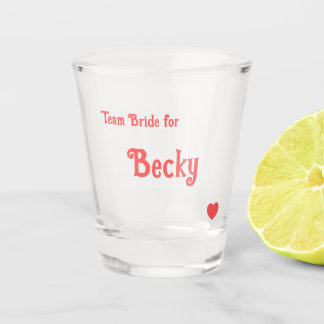 Bright Red Heart Team Bride Shot Glas
