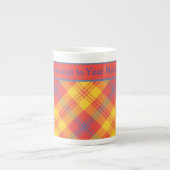 Bright Red Jaune et bleu Plaid Bone Chine Mug (Devant)