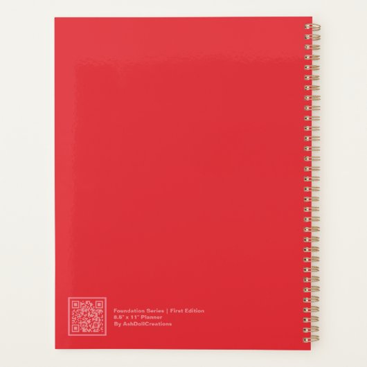 Bright Red Minimalist Planner (Achterkant)