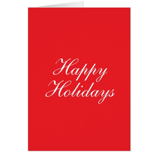 Bright Red Plain Elegant Happy Holidays Card (Voorkant)