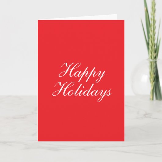 Bright Red Plain Elegant Happy Holidays Message Kaart (Voorkant)