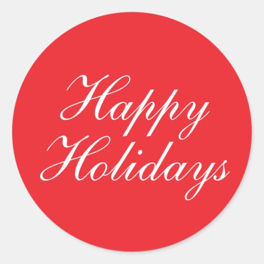 Bright Red Plain Elegant Happy Holidays Message Ronde Sticker (Voorkant)