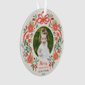 Bright Red Poinsettia and Greenery Photo de Noël (devant)