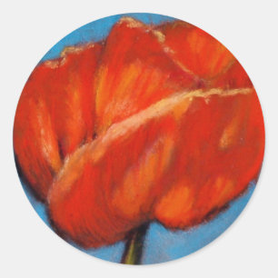 BRIGHT RED POPPY RONDE STICKER