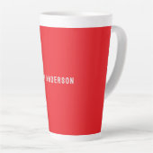 Bright Red Professional Plain Modern Elegant Name Latte Mok (Rechterhoek)