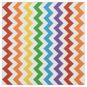 Bright Red Rainbow Chevron Fabric Stof