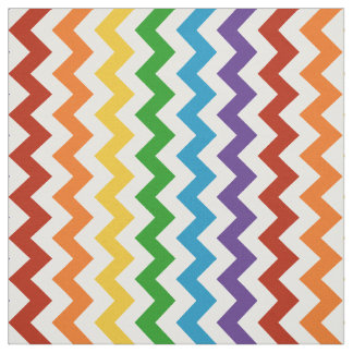 Bright Red Rainbow Chevron Fabric Stof