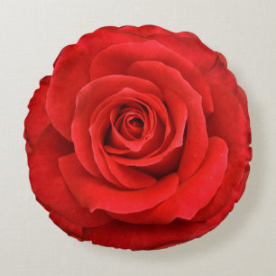 Bright Red Rose Round Pillow Rond Kussen