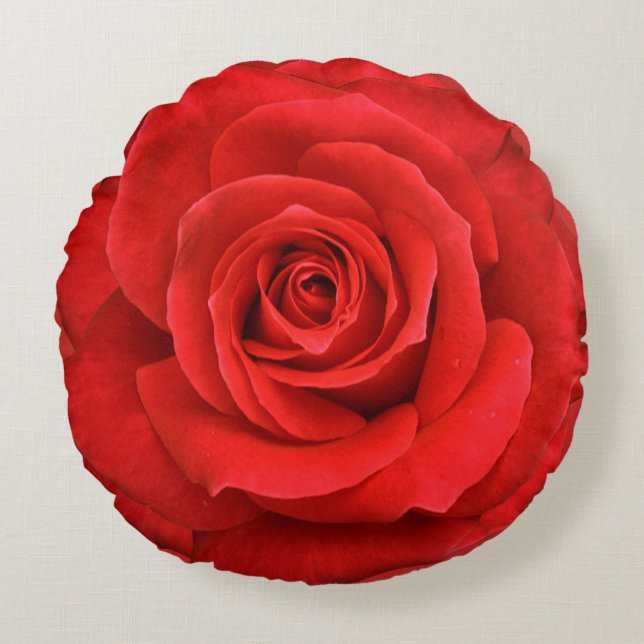 Bright Red Rose Round Pillow Rond Kussen (Voorkant)