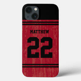 Bright Red Sport Jersey Nummer iPhone 6 13 Hoesje