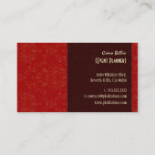 Bright Red Stylish damask, carte de visite (Dos)