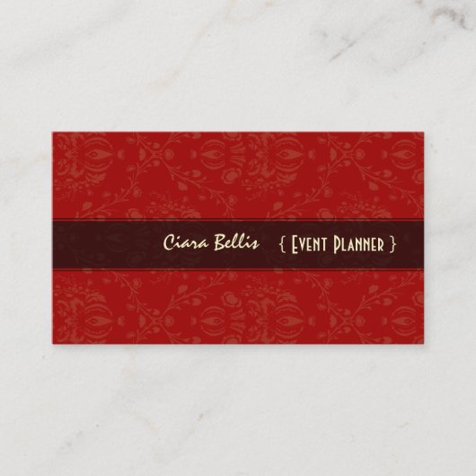 Bright Red Stylish damask, carte de visite (Devant)