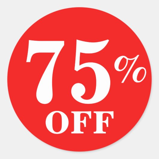 Bright Red White 75% OFF Sale Zakelijke Stickers (Voorkant)
