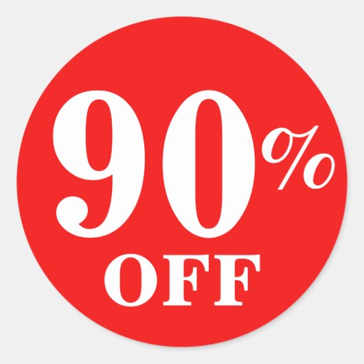 Bright Red White 90% OFF Sale Zakelijke Stickers (Voorkant)