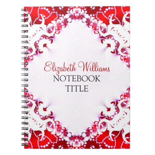Bright Red + White Diamond Batik Carnet (Devant)