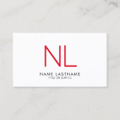 Bright Red White Modern Monogram minimalistisch Ee Visitekaartje (Voorkant)