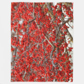 Bright Red Winterberries Holly Tree Berries Fleece Deken (Voorkant)
