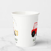 Bright Red Yellow Digger Kinder Any Age Verjaardag Papieren Bekers (Links)