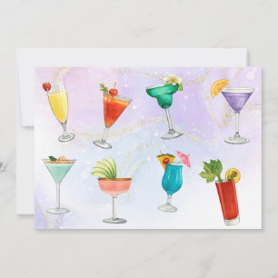 Bright regenboog cocktail party leuk drinken viere feestdagenkaart